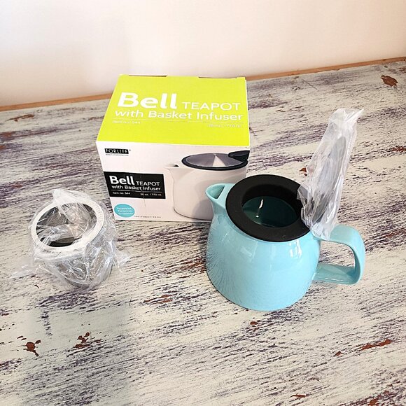 Bell Teapot with Basket Infuser - 26 oz. New! - Turquoise - Picture 2 of 3